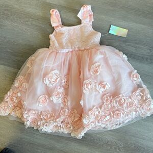 Nannette Blush Pink Rosette Kids Dress